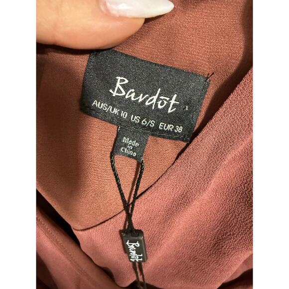 NEW- NWT Bardot Rosie Ruffle Wrap Dress Clay Pink US 6/S - Picture 7 of 7